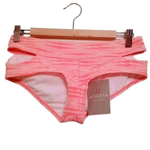 Athleta | Women's Pink and Orange Ariel Cut Out Swim Bikini Bottoms (Size XS) - Picture 1 of 8